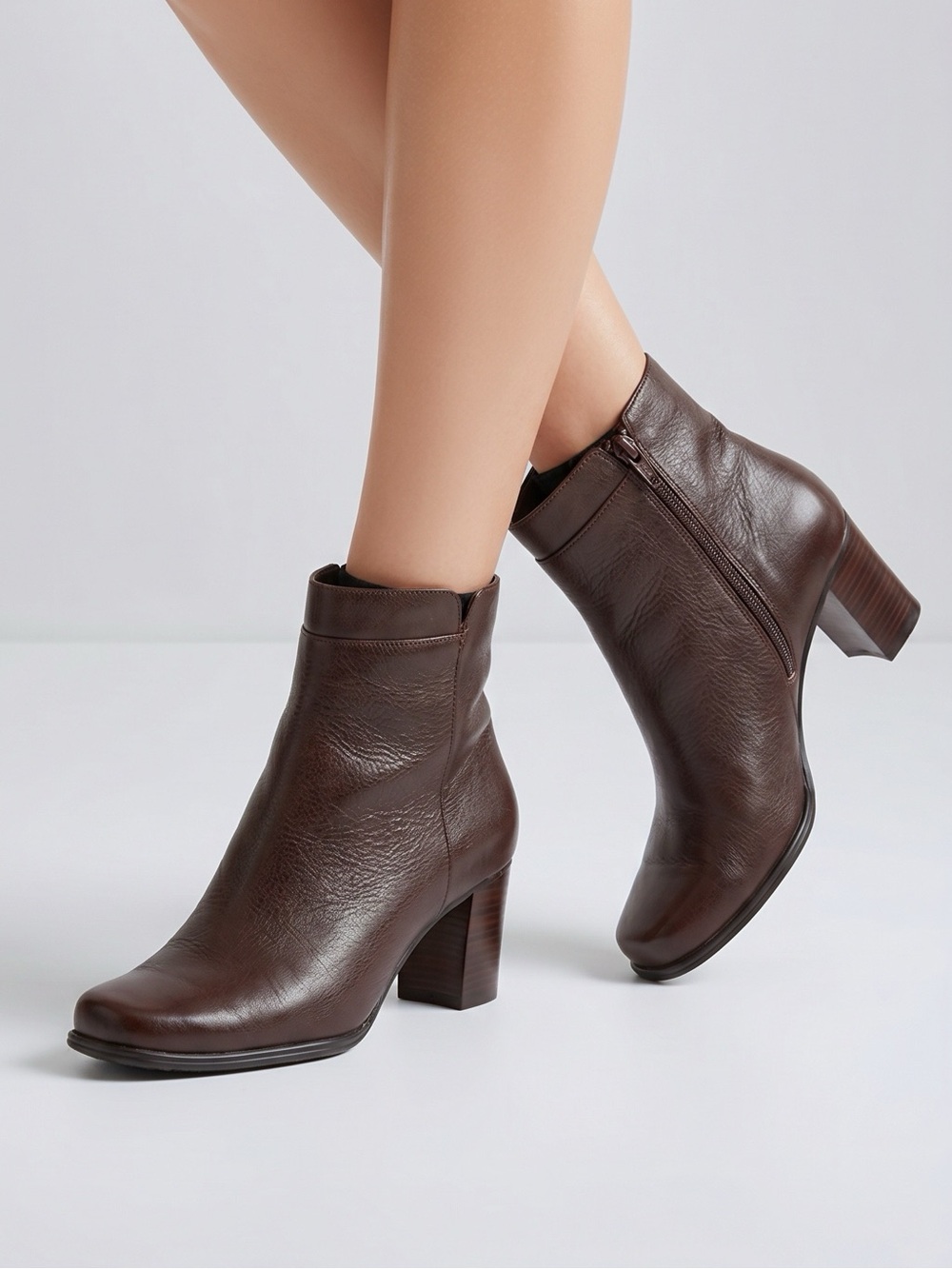 BROWN LEATHER ANKLE BOOTS SIZE 8.5 St. JOHN’s BAY